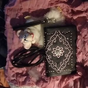 Black cross body or wristlet bling
